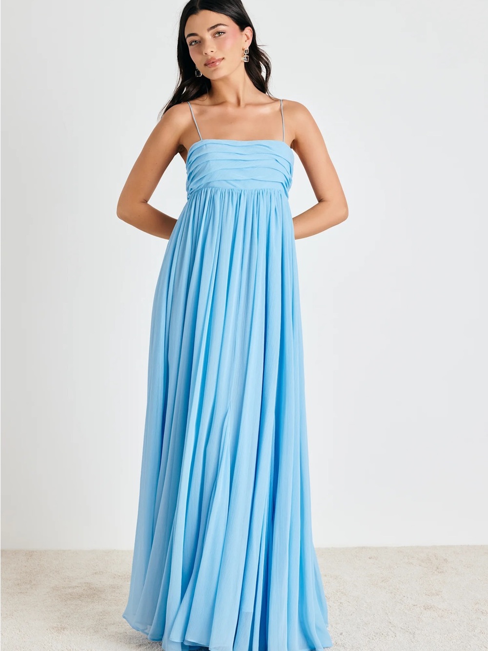 Dansa Light Blue Pleated Maxi Dress